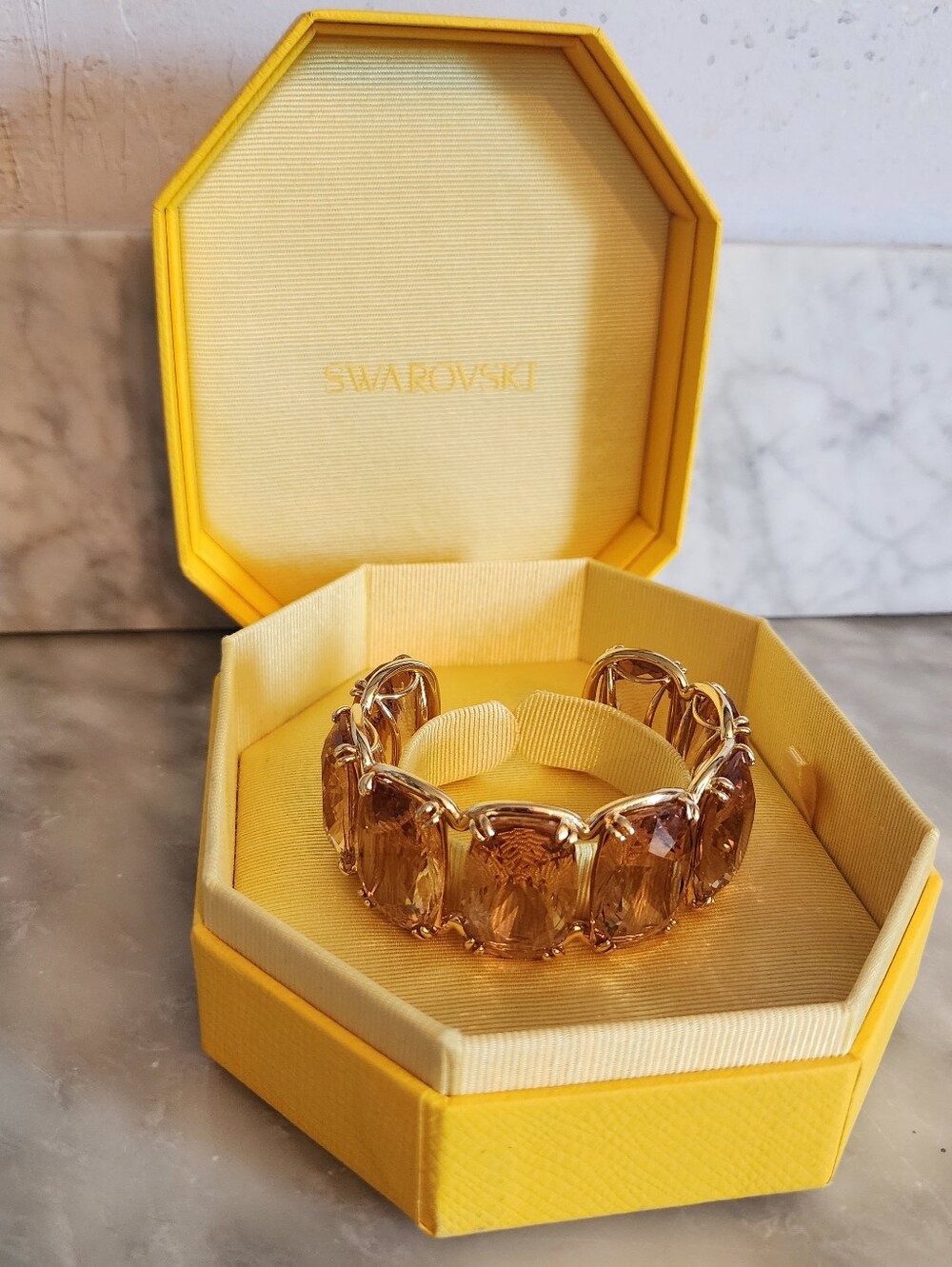 Swarovski Gold-Tone Bracelet with Amber Crystals